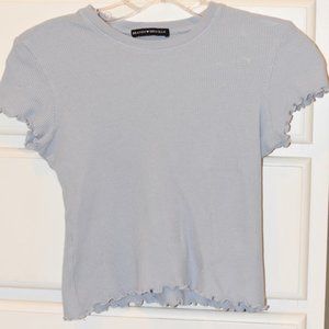 Brandy Melville Blue Shirt With Ruffled Sleeves